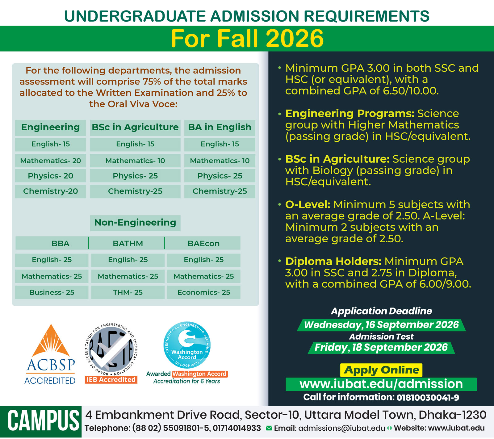 IUBAT Admission Info